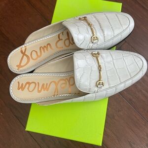 Sam Edelman Grey Croc-Embossed Mule Loafers